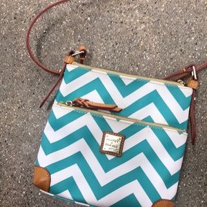 Rooney and Bourke turquoise and white crossbody bag